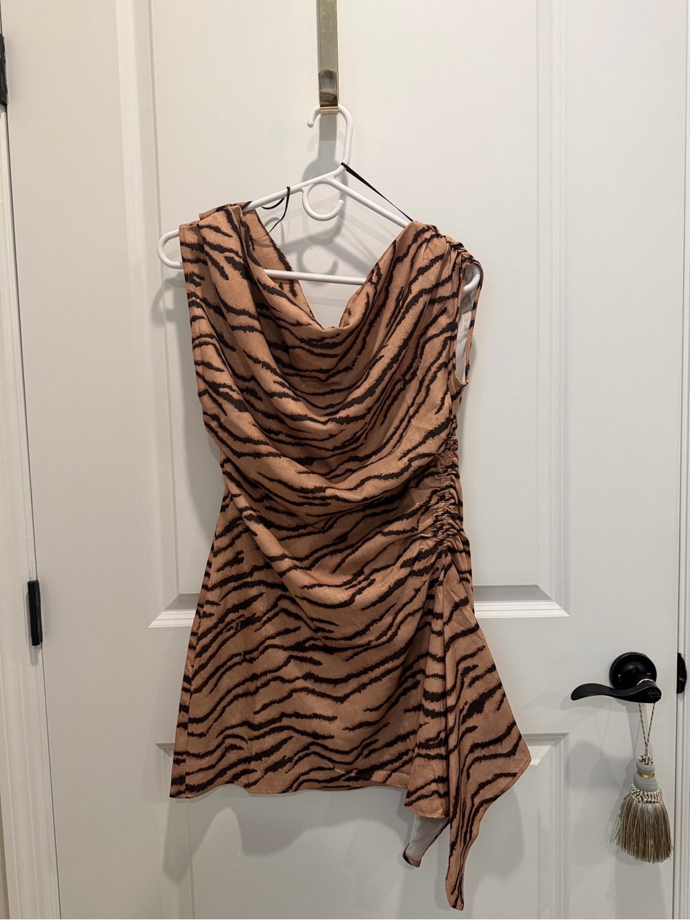 H&M • Tiger-Stripe Mini Dress in Tan and Black • NWOT